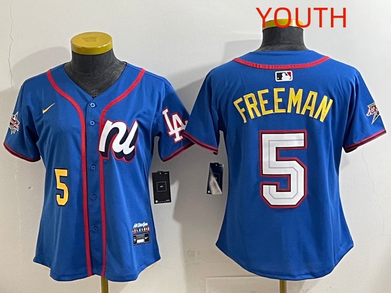 Youth 2025 Los Angeles Dodgers #5 Freeman Blue Nike 2025 MLB All Star Jersey style 006